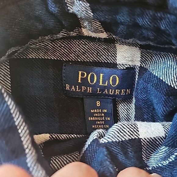 Ralph Lauren plaid tiered flannel shirtdress size 8 cotton - Picture 12 of 13